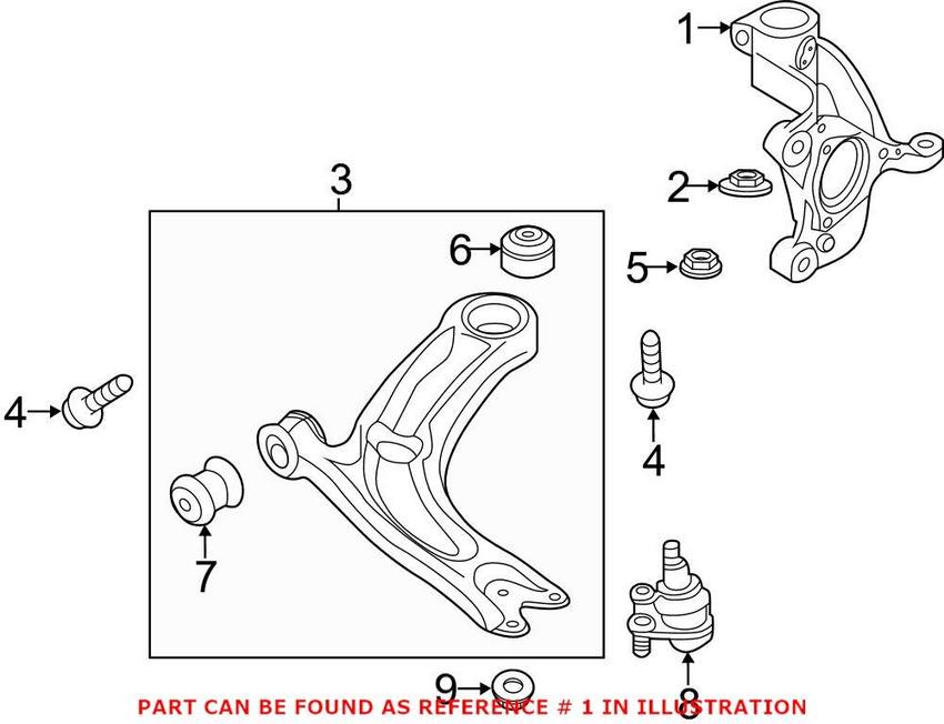 VW Steering Knuckle - Front Driver Side